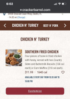 Cracker Barrel Old Country Store menu