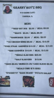 Granny Boyz Bbq menu