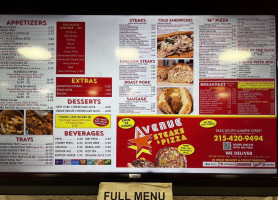 Avenue Steaks Pizza menu