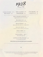 1928 Beacon Hill menu