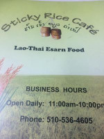 Sticky Rice Cafe menu
