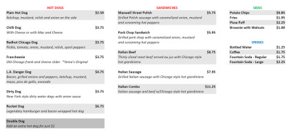 Rocket Dog 90250 menu