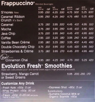 Starbucks menu