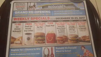 McDonald's menu