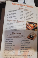 Kimono Japanese Steakhouse menu