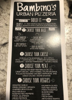 Bambino's Urban Pizzeria menu