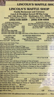 Lincoln's Waffle Shop menu