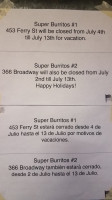Super Burritos Mexican Grill menu