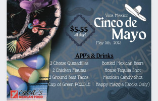 Cuca's Mexican Food menu