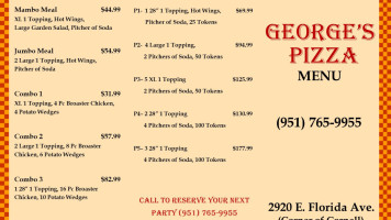 George's Pizza menu