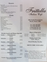 Frittella Italian Cafe menu