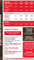 Papa Romano's Pizza menu