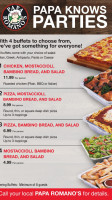 Papa Romano's Pizza menu