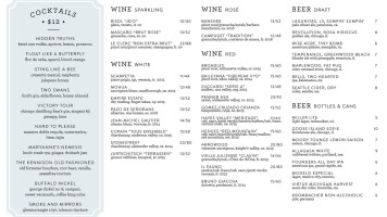 The Kennison menu