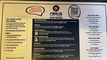 Nexus Brewery menu