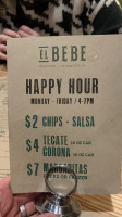 El Bebe menu