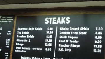 Bryan's Steaks menu