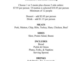 Thomason's Barbecue menu