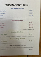 Thomason's Barbecue menu