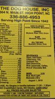 Dog House Inc. menu