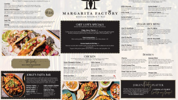 Jorge's Margarita Factory menu