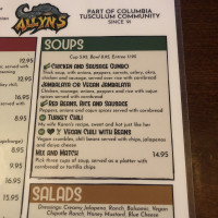 Allyn's Cafe menu