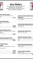Sow Belly's menu