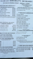 Sow Belly's menu