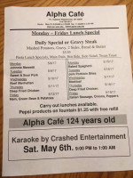 Alpha Cafe menu