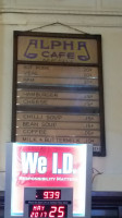 Alpha Cafe menu
