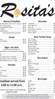 Rosita's menu