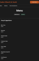 Osaka Hibachi Sushi menu