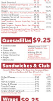 Quality Pizza menu
