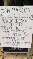San Marcos menu