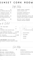 Sunset Cork Room menu