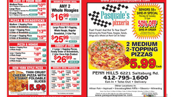Pasquale's Pizzeria menu