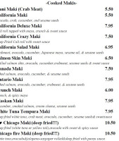 Sushi Ya menu