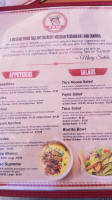 sarita a restaurant menu