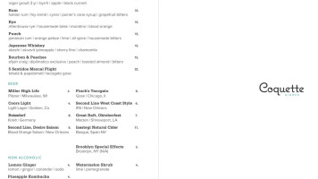 Coquette menu
