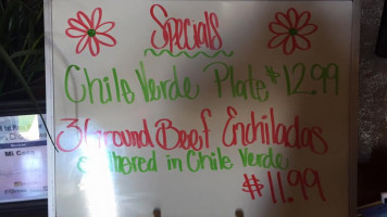 Mi Casa Mexican menu