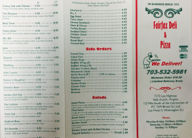 Fairfax Deli Pizza Y La Tarateñita menu