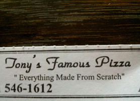 Tony's Famous Pizza menu