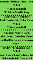 Ida Bowl-hideaway Lounge menu