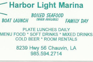 Harbor Light Marina menu