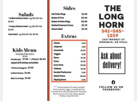 Longhorn Saloon menu