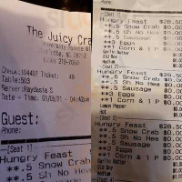 The Juicy Crab menu