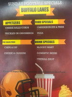 Buffalo Lanes Bowling Alley menu