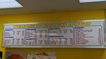 Daylight Donuts menu