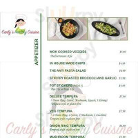 Carly's Healthy Cuisine menu