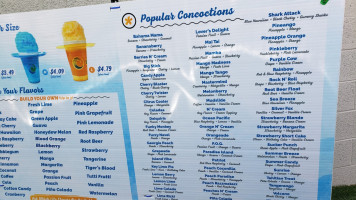 Tropical Sno menu